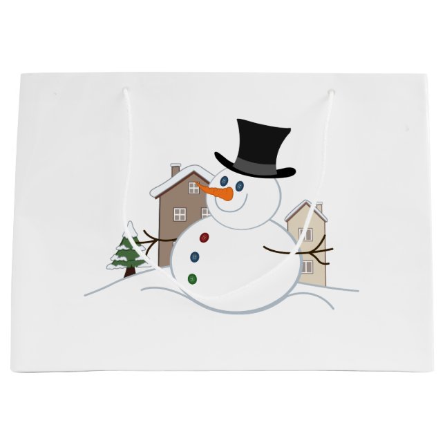 Bolsa De Regalo Grande Navidades felices Ilustracion Snowman (Anverso)