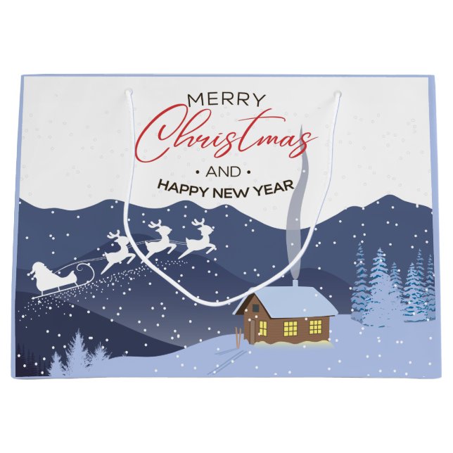 Bolsa De Regalo Grande Navidades | Feliz año nuevo | personalizable Santa (Anverso)