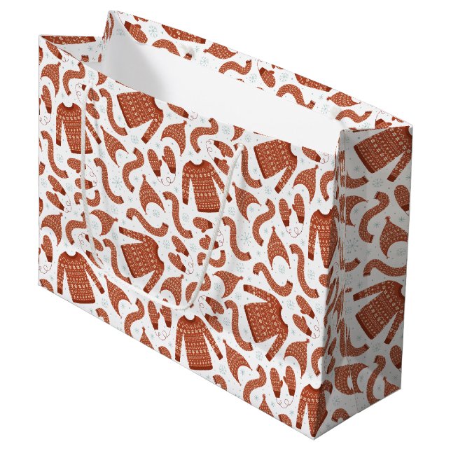 Bolsa De Regalo Grande Navidades feos Gorra suéter bufanda Blanco rojo (Angulo Anverso)