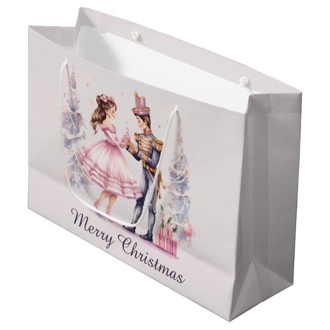 Bolsa De Regalo Grande Navidades festivos de nutcracker agregar texto (Angulo Anverso)