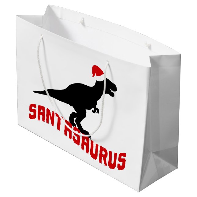Bolsa De Regalo Grande Navidades festivos, dinosaurio, arte verbal (Angulo reverso)