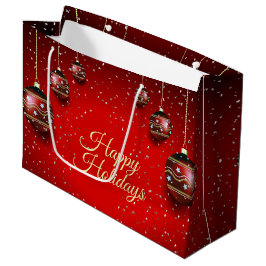 Bolsa De Regalo Grande Navidades Fiesta Golden Red Winter Holidays Elegan