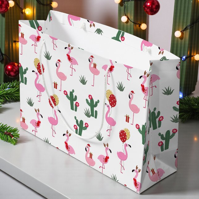 Bolsa De Regalo Grande Navidades Flamingo Fiesta | Vacaciones (Subido por el creador)