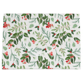 Bolsa De Regalo Grande Navidades follaje bayas mistletoe y holly