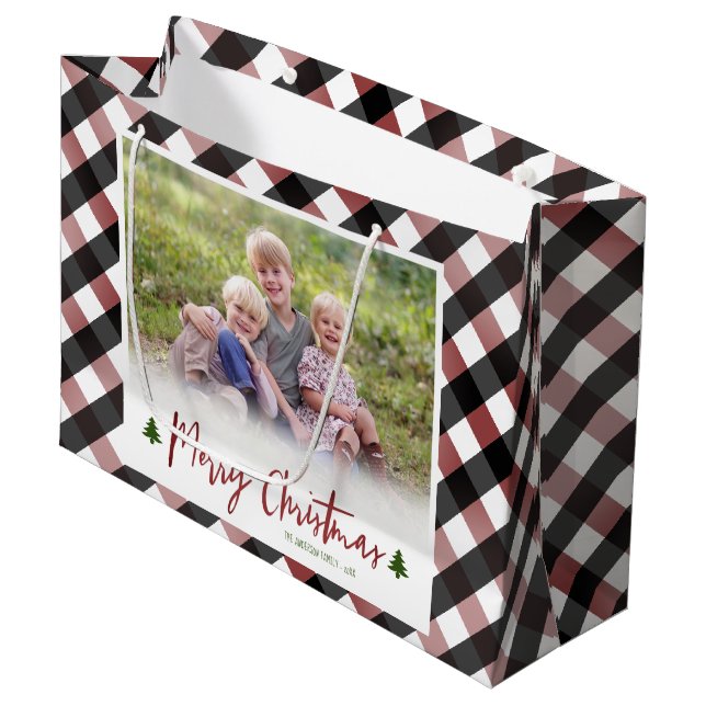 Bolsa De Regalo Grande Navidades fotográficos de Buffalo Check Plaid (Angulo Anverso)