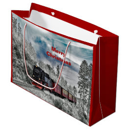 Bolsa De Regalo Grande Navidades fotográficos de la nieve en el tren