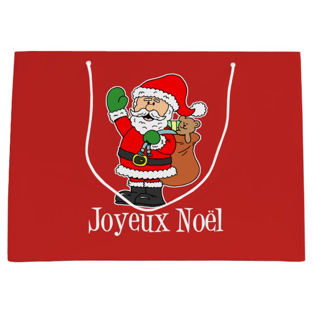 Bolsa De Regalo Grande Navidades franceses Santa Joyeux Noel (ON RED) (Anverso)