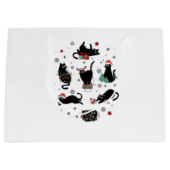 Bolsa De Regalo Grande Navidades Gatos Negros (Anverso)