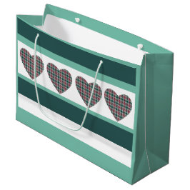Bolsa De Regalo Grande Navidades geométricos modernos Tartán Hearts