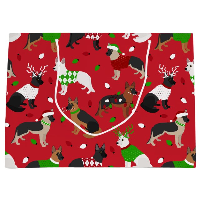Bolsa De Regalo Grande Navidades German Shepherd (Anverso)