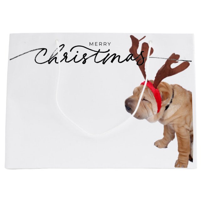 BOLSA DE REGALO GRANDE NAVIDADES GIFT BAG BULLDOG VESTIRA ANTIANOS (Anverso)