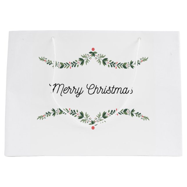 Bolsa De Regalo Grande Navidades Gift Bag Watercolor Holly (Anverso)
