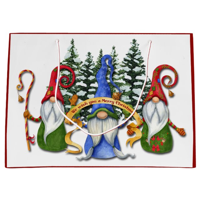 Bolsa De Regalo Grande Navidades Gnome divertidos desea (Anverso)