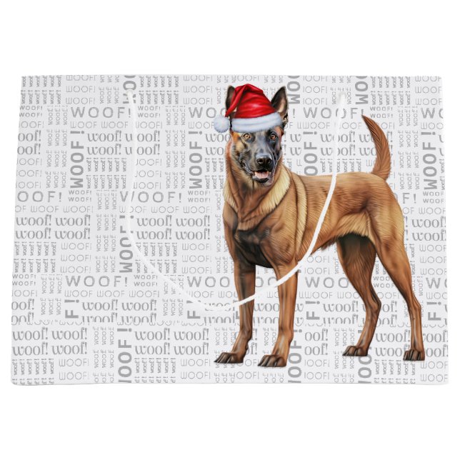 Bolsa De Regalo Grande Navidades graciosos Perro Malinois Belga Lover (Anverso)