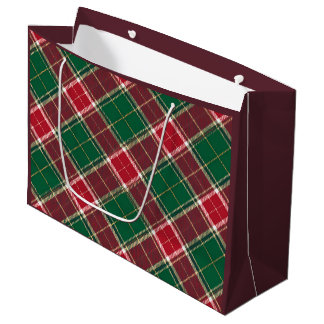 Bolsa De Regalo Grande Navidades Green y Burgundy Plaid