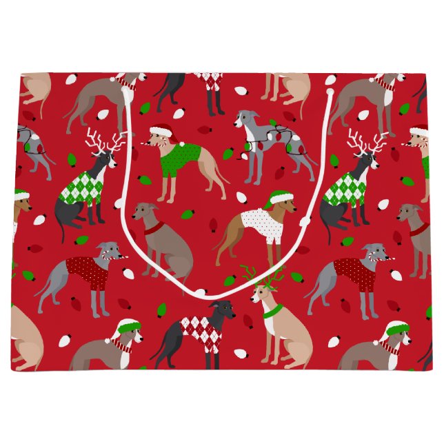 Bolsa De Regalo Grande Navidades Greyhound Dog (Anverso)