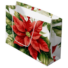 Bolsa De Regalo Grande Navidades Holiday Poinsettia Holly Berry Red Green