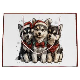 Bolsa De Regalo Grande Navidades Husky Dogs