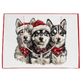 Bolsa De Regalo Grande Navidades Husky Dogs