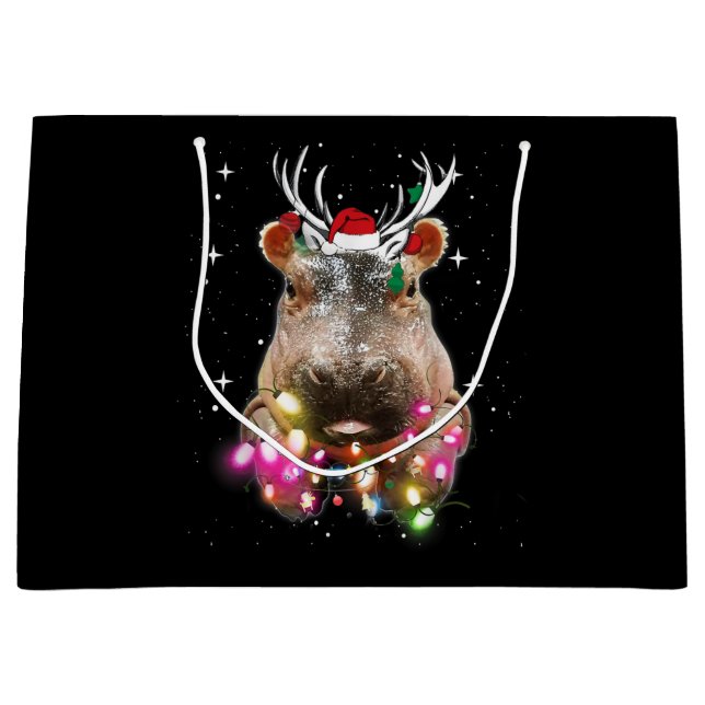 Bolsa De Regalo Grande Navidades iluminan Hippo Fiona Hippopótamo Lover