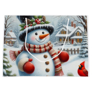 Bolsa De Regalo Grande Navidades lindos, vintage/caprichosos/snowman inve