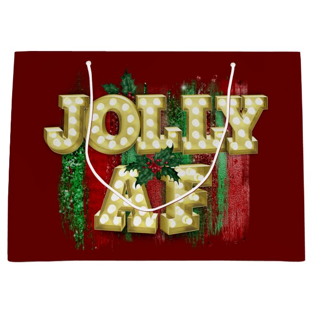 Bolsa De Regalo Grande Navidades Marquee Lights Funny Jolly AF Holly (Anverso)
