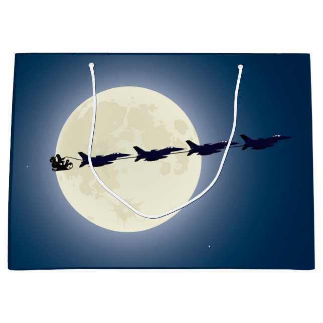 Bolsa De Regalo Grande Navidades militares de Santa, Sleigh y F-16 (Anverso)