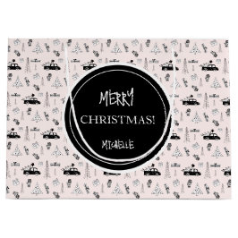 Bolsa De Regalo Grande Navidades modernos, negros y blancos personalizado