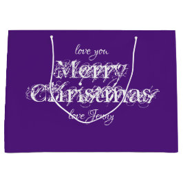 Bolsa De Regalo Grande Navidades modernos nombre personalizado Guay púrpu