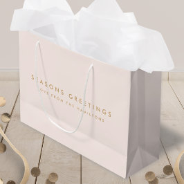 Bolsa De Regalo Grande Navidades modernos | Rubor Pink and Gold Minimal