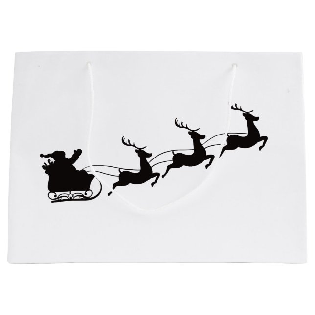 Bolsa De Regalo Grande Navidades modernos Santa Sleigh y renos (Anverso)
