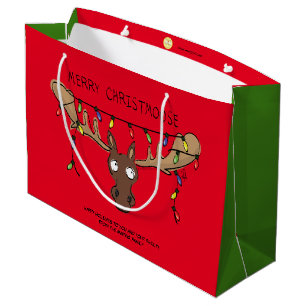 Bolsa De Regalo Grande Navidades Moose Cute Funny Christmoose