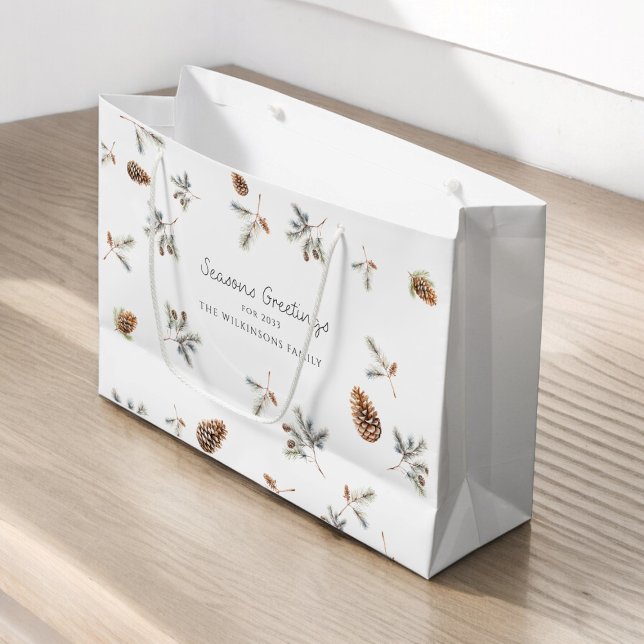 Bolsa De Regalo Grande Navidades naturales: Navidad folklórica (MODERN NATURAL WOODLAND CHRISTMAS GIFT BAG )