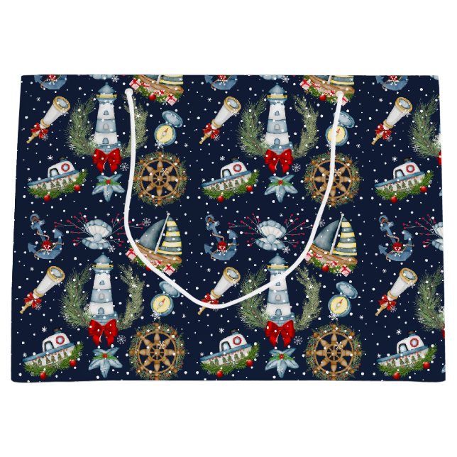 Bolsa De Regalo Grande Navidades náuticos (Anverso)