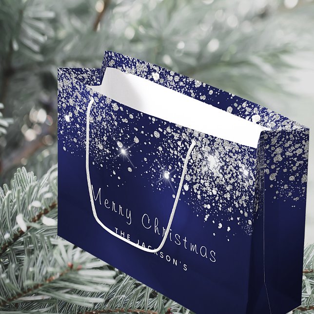 Bolsa De Regalo Grande Navidades nombre de familia purpurina blanco plate (Subido por el creador)