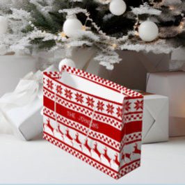Bolsa De Regalo Grande Navidades Nórdicos de la Red de Renos Personalizad