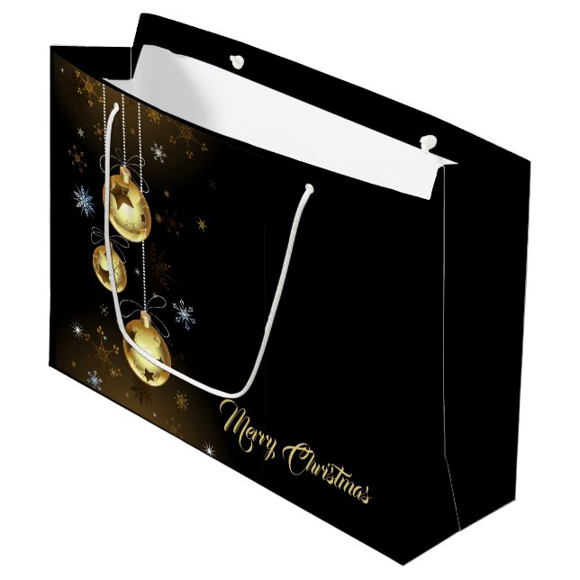 Bolsa De Regalo Grande Navidades Ornamentos dorados Estrellas brillantes  (Angulo Anverso)
