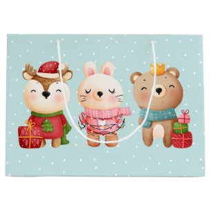 Bolsa De Regalo Grande Navidades Pals: reno, oso y conejo