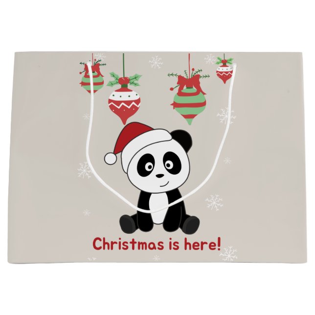 Bolsa De Regalo Grande Navidades Panda Nieve Animales De Invierno Pandas  (Anverso)