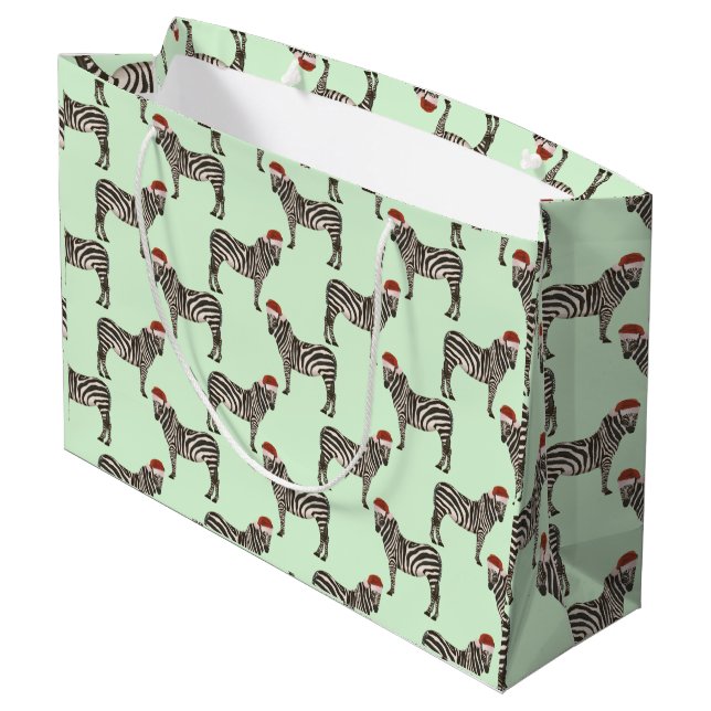 Bolsa De Regalo Grande Navidades Pastel Safari Animales Mint Zebra (Angulo reverso)