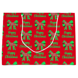Bolsa De Regalo Grande Navidades pastores alemanes perro y vaca verde