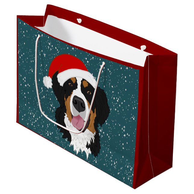 Bolsa De Regalo Grande Navidades Perro de montaña Bernese (Angulo Anverso)
