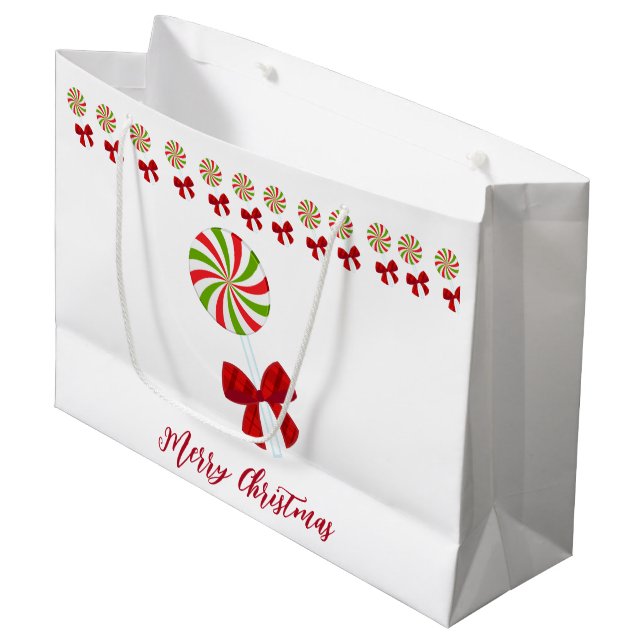 Bolsa De Regalo Grande Navidades personalizados Candy Cane (Angulo Anverso)