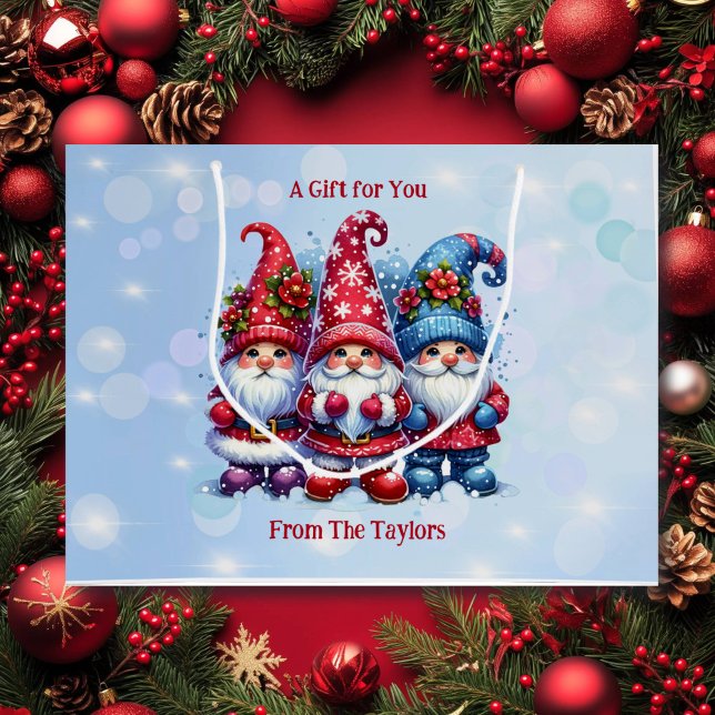 Bolsa De Regalo Grande Navidades personalizados de Holiday Gnomes (Subido por el creador)