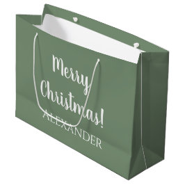 Bolsa De Regalo Grande Navidades Personalizados de la Feliz Navidad Verde