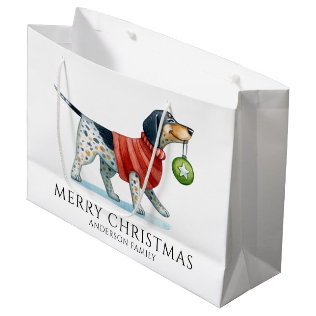 Bolsa De Regalo Grande Navidades personalizados de perro lindo (Angulo Anverso)