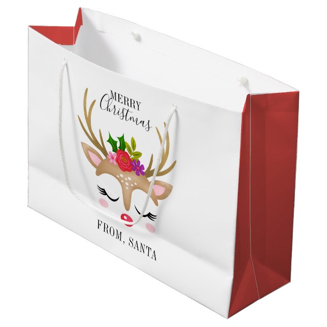 Bolsa De Regalo Grande Navidades personalizados de renos callejeros (Angulo Anverso)
