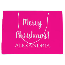 Bolsa De Regalo Grande Navidades Personalizados Feliz Navidad Rosa Calien
