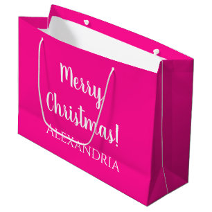 Bolsa De Regalo Grande Navidades Personalizados Feliz Navidad Rosa Calien