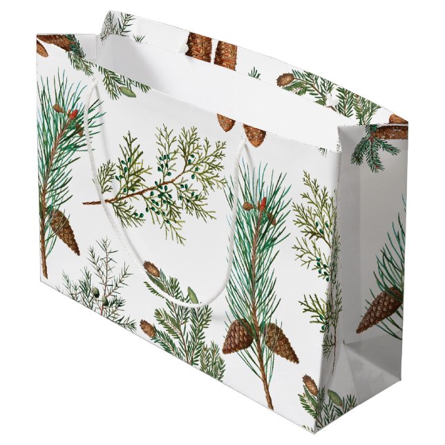Bolsa De Regalo Grande Navidades Pine Conifer Forest Festive (Angulo reverso)
